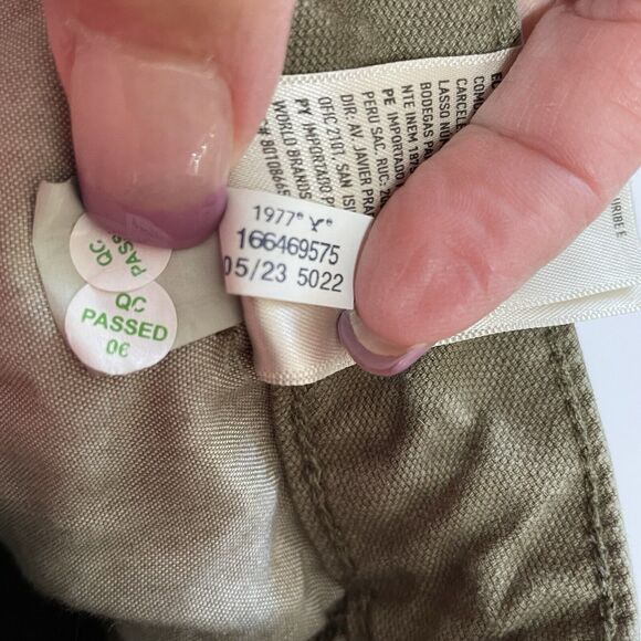 American Eagle X Ziegler HIGH RISE BAGGY WIDE LEG Pants 12 Short Olive Stretch - Picture 11 of 12